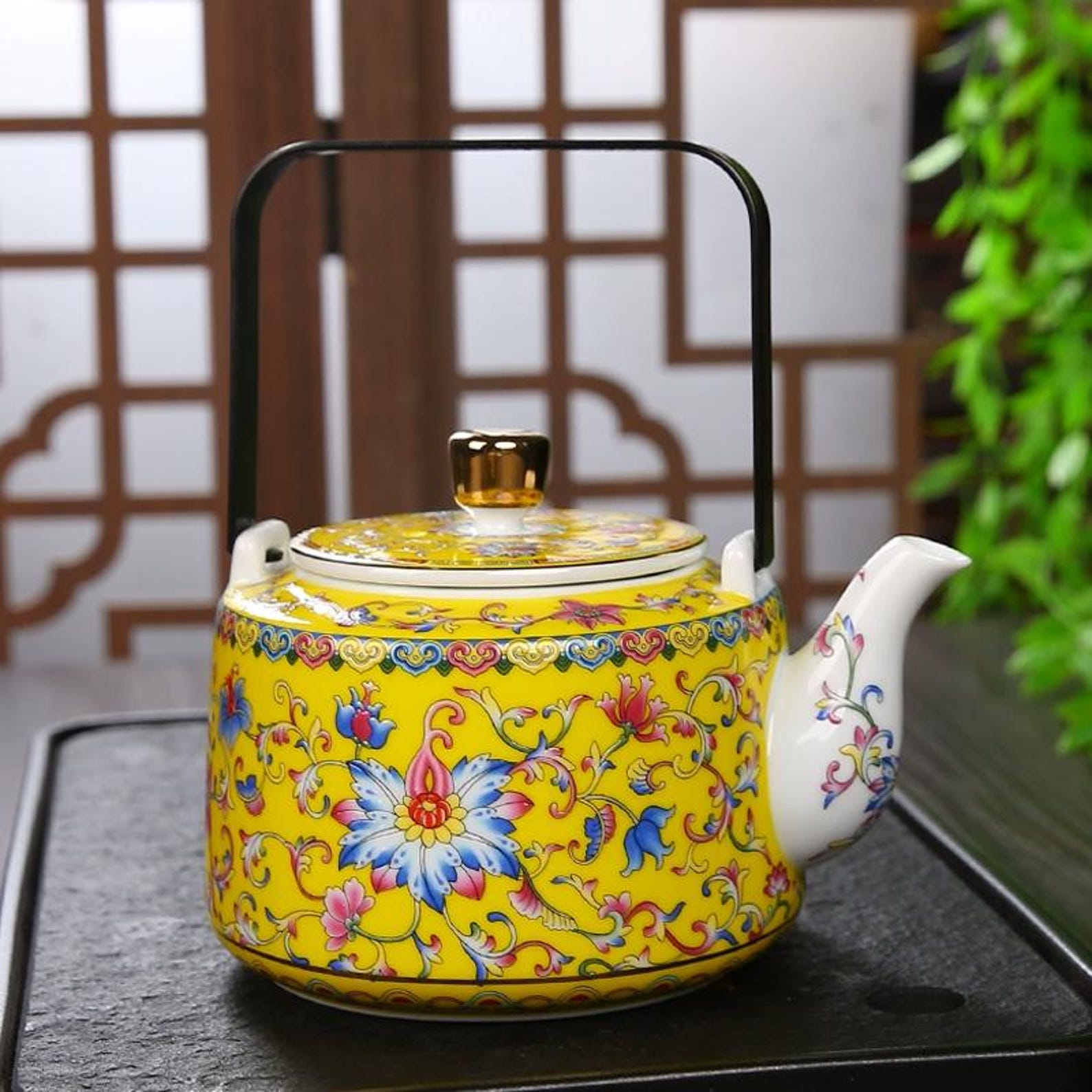 Imperial Royal Yellow Persimmon Tea Set — 7-Piece Handcrafted Porcelain Collection