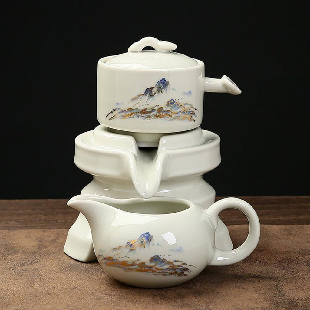 Artisan Gongfu Ceramic Tea Set Collection — Handcrafted Ge Kiln, Ink Bamboo & Stone Mill Editions