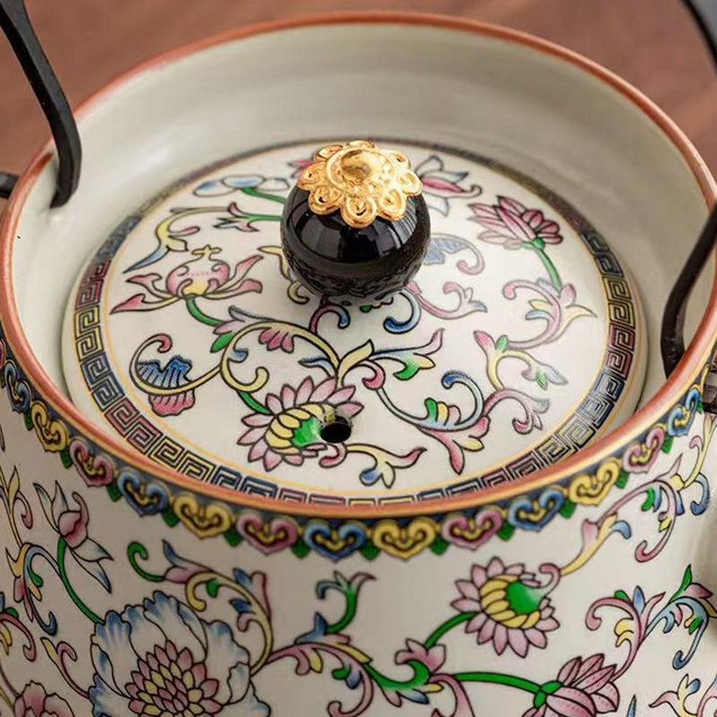 Handcrafted Muted Imperial Yellow Floral Tea Set — 5-Piece Porcelain Collection