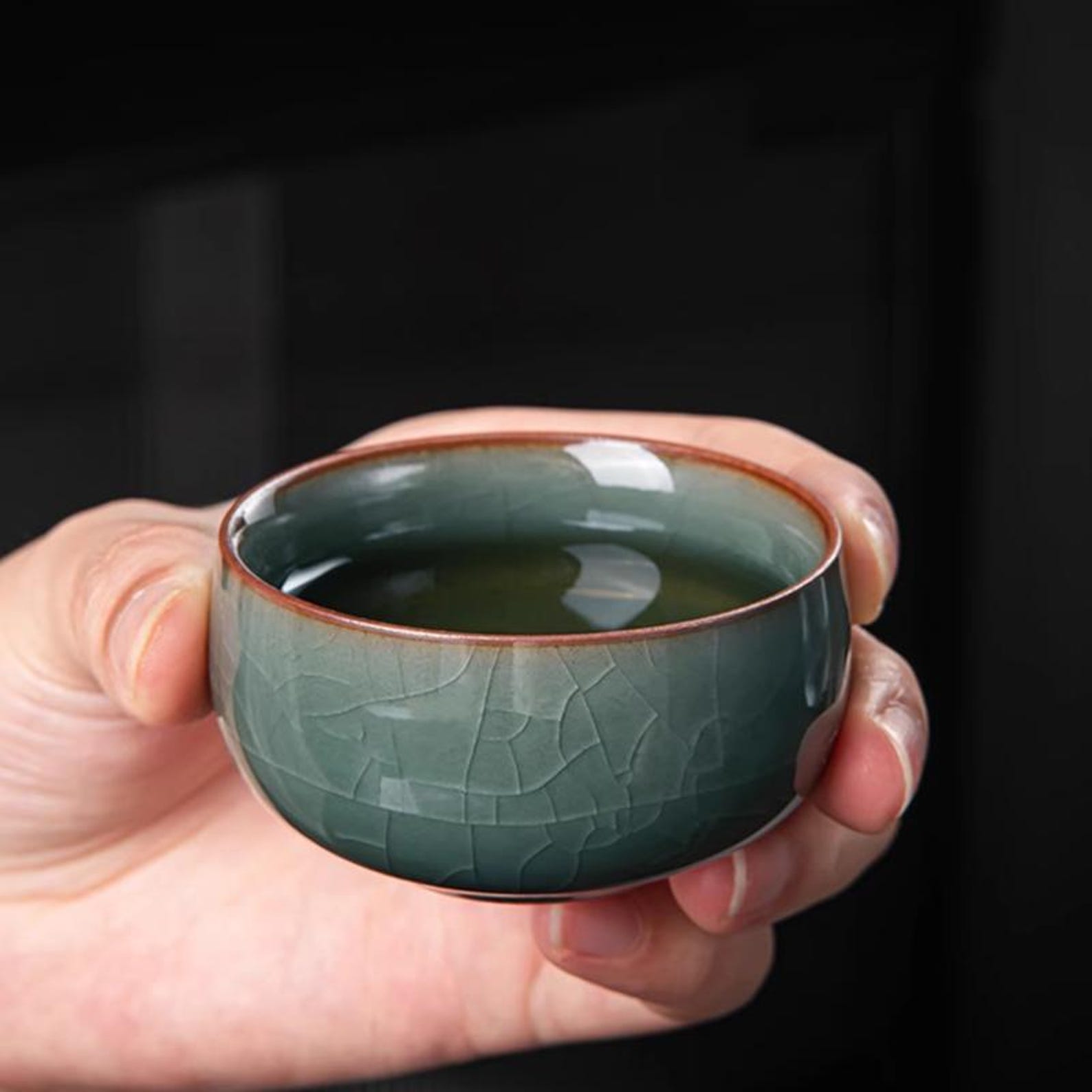 Artisan Oceanic Jade Crackle-Glazed Tea Set — Handcrafted Porcelain Collection