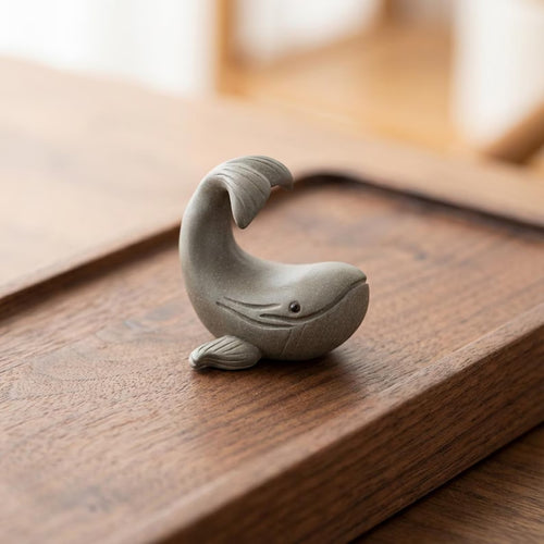 Artisan Ceramic "Graceful Whale" Tea Pet Ornament