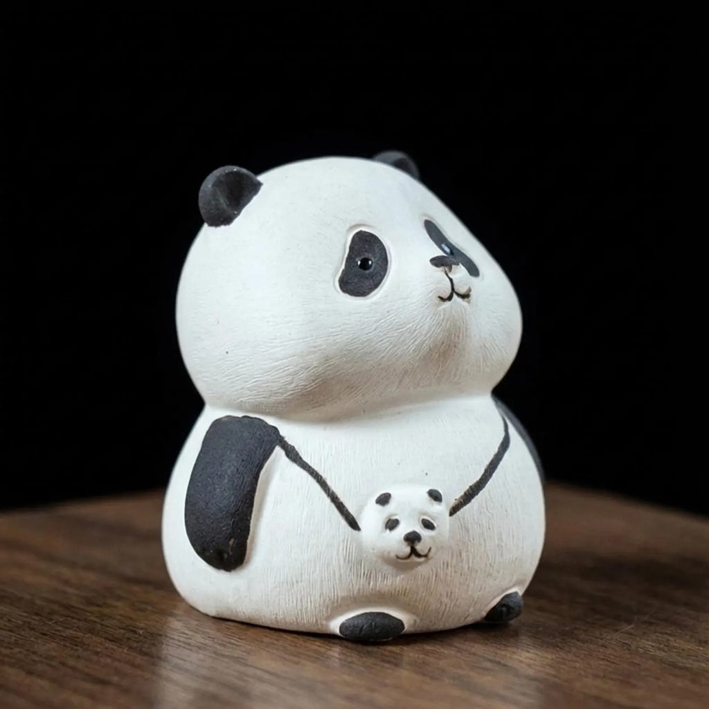 Artisan Ceramic "Panda Friends" Tea Pet Duo