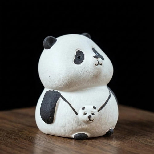 Artisan Ceramic "Panda Friends" Tea Pet Duo