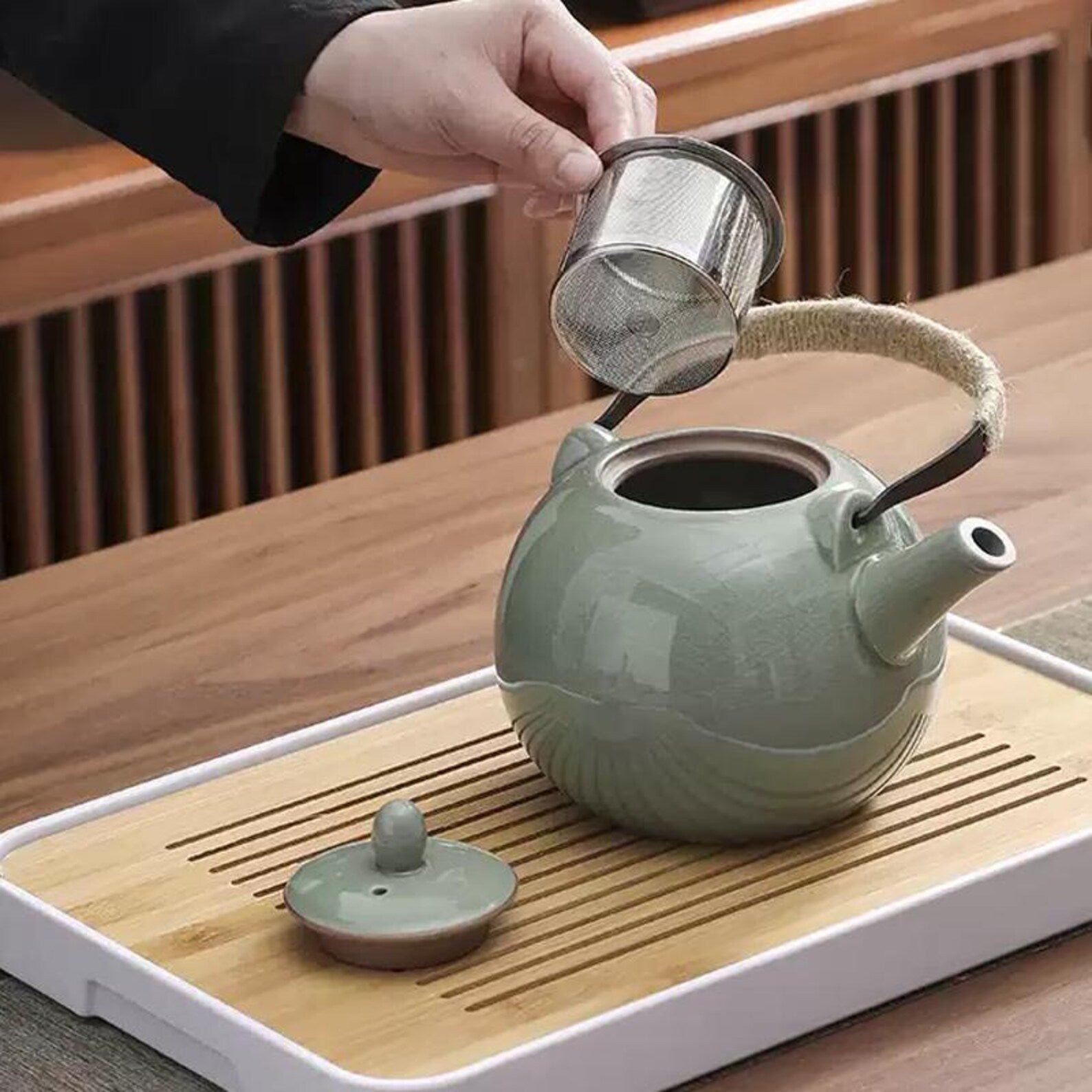 Grand Artisan Ceramic Gongfu Tea Set — Handcrafted High-Capacity Collection