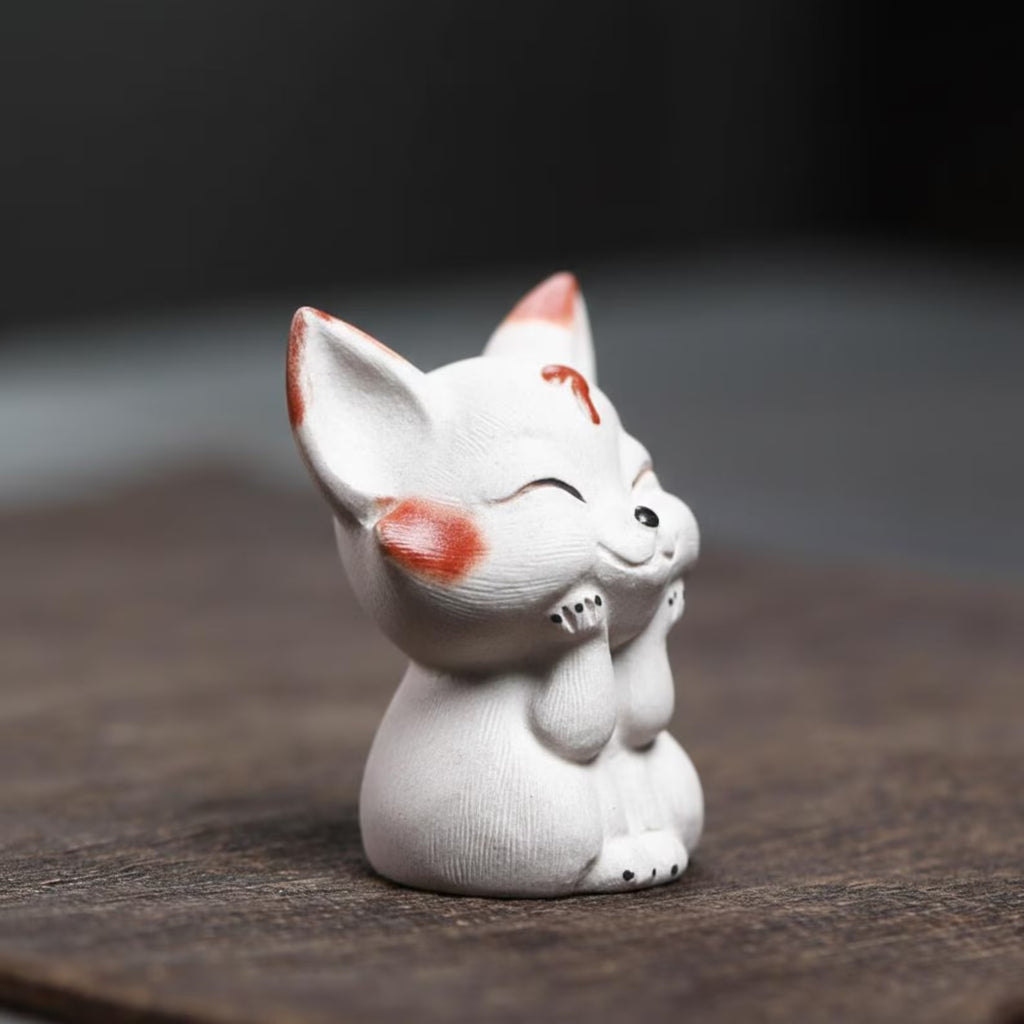 Handcrafted Zisha Clay "Sweet Fox" Tea Pet Ornament