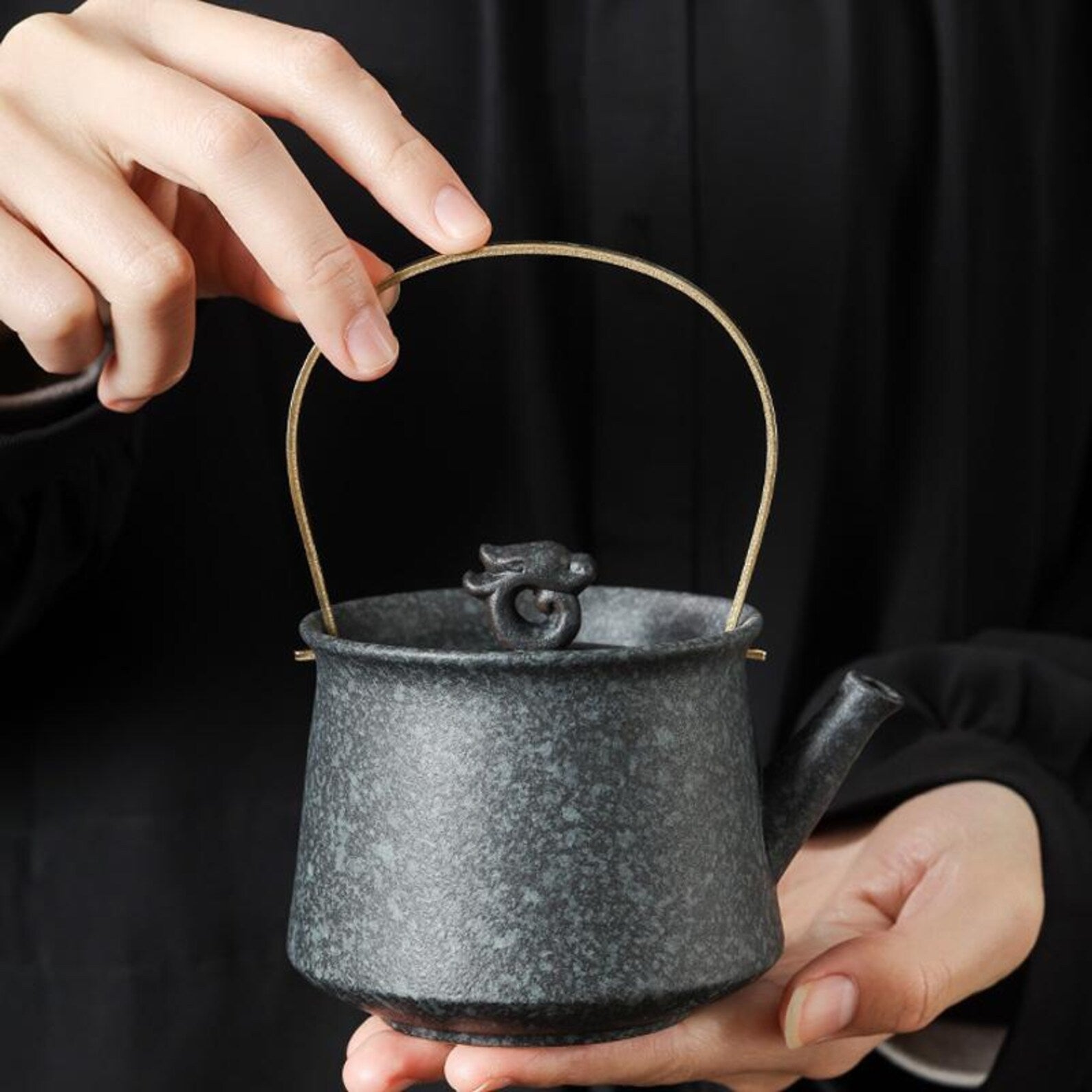 Artisan Stoneware Gongfu Tea Set — Handcrafted Matte Finish Edition