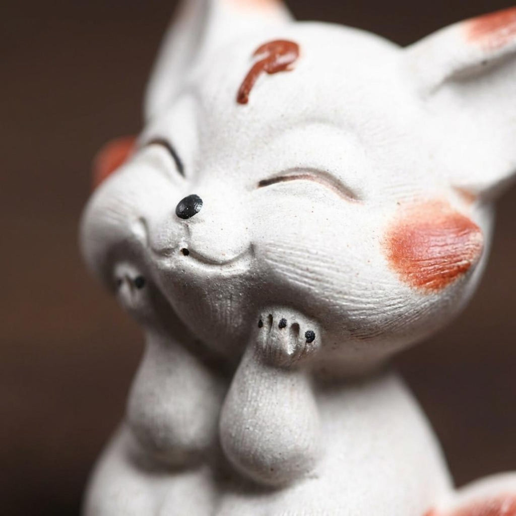 Handcrafted Zisha Clay "Sweet Fox" Tea Pet Ornament