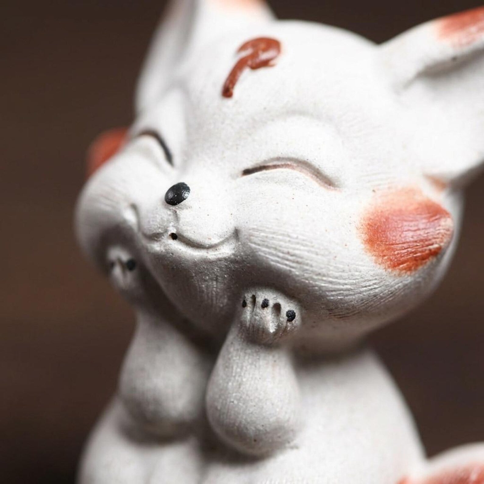 Handcrafted Zisha Clay "Sweet Fox" Tea Pet Ornament
