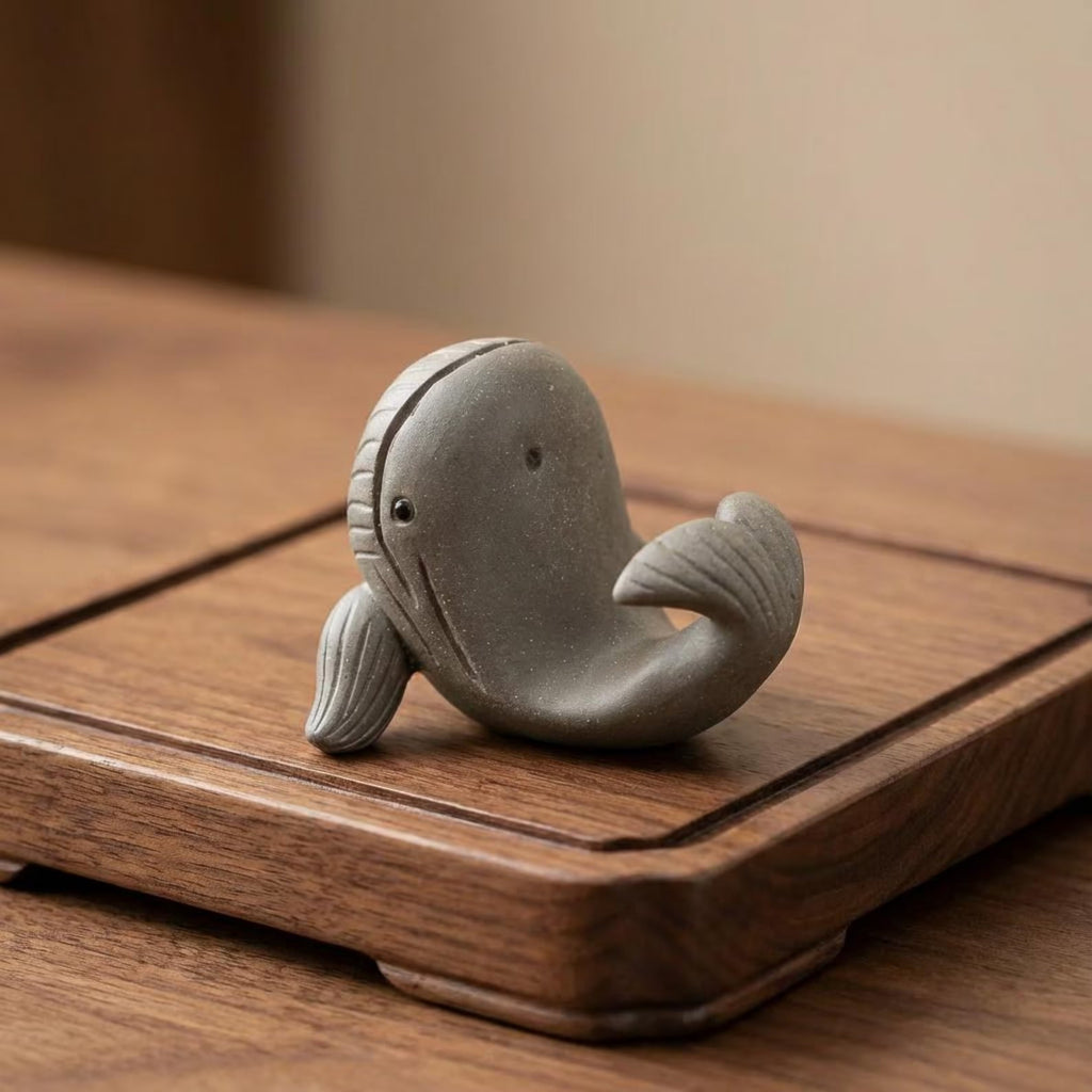 Artisan Ceramic "Graceful Whale" Tea Pet Ornament
