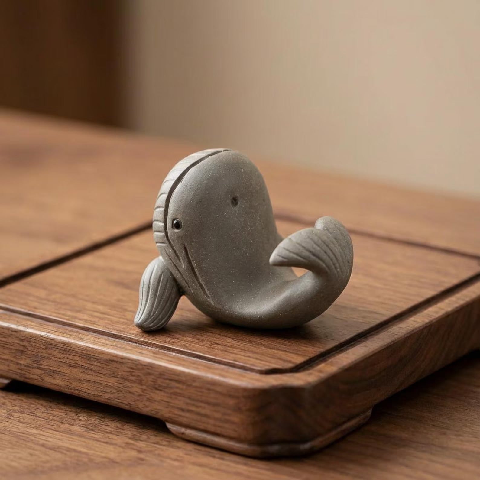 Artisan Ceramic "Graceful Whale" Tea Pet Ornament