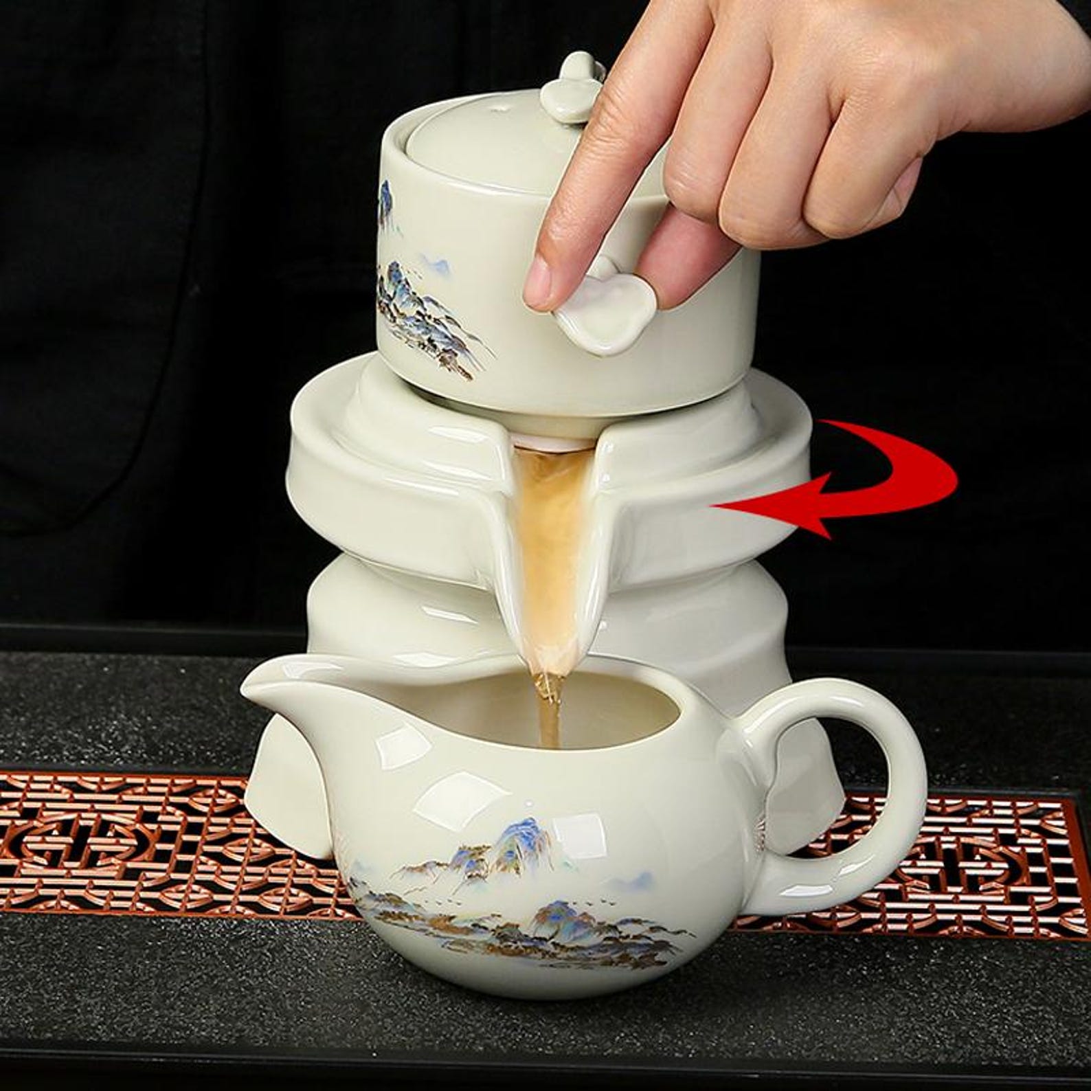 Artisan Gongfu Ceramic Tea Set Collection — Handcrafted Ge Kiln, Ink Bamboo & Stone Mill Editions