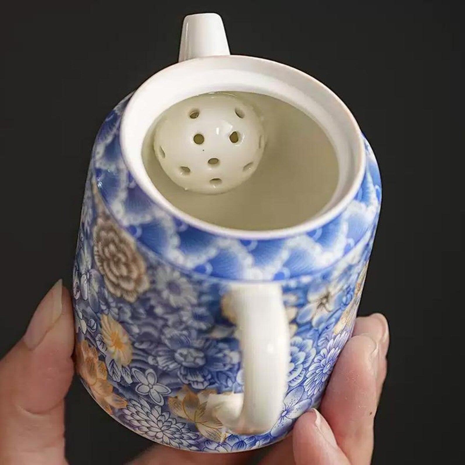 Artisan Indigo Blossom Porcelain Teapot — Hand-Finished Ceremonial Teaware