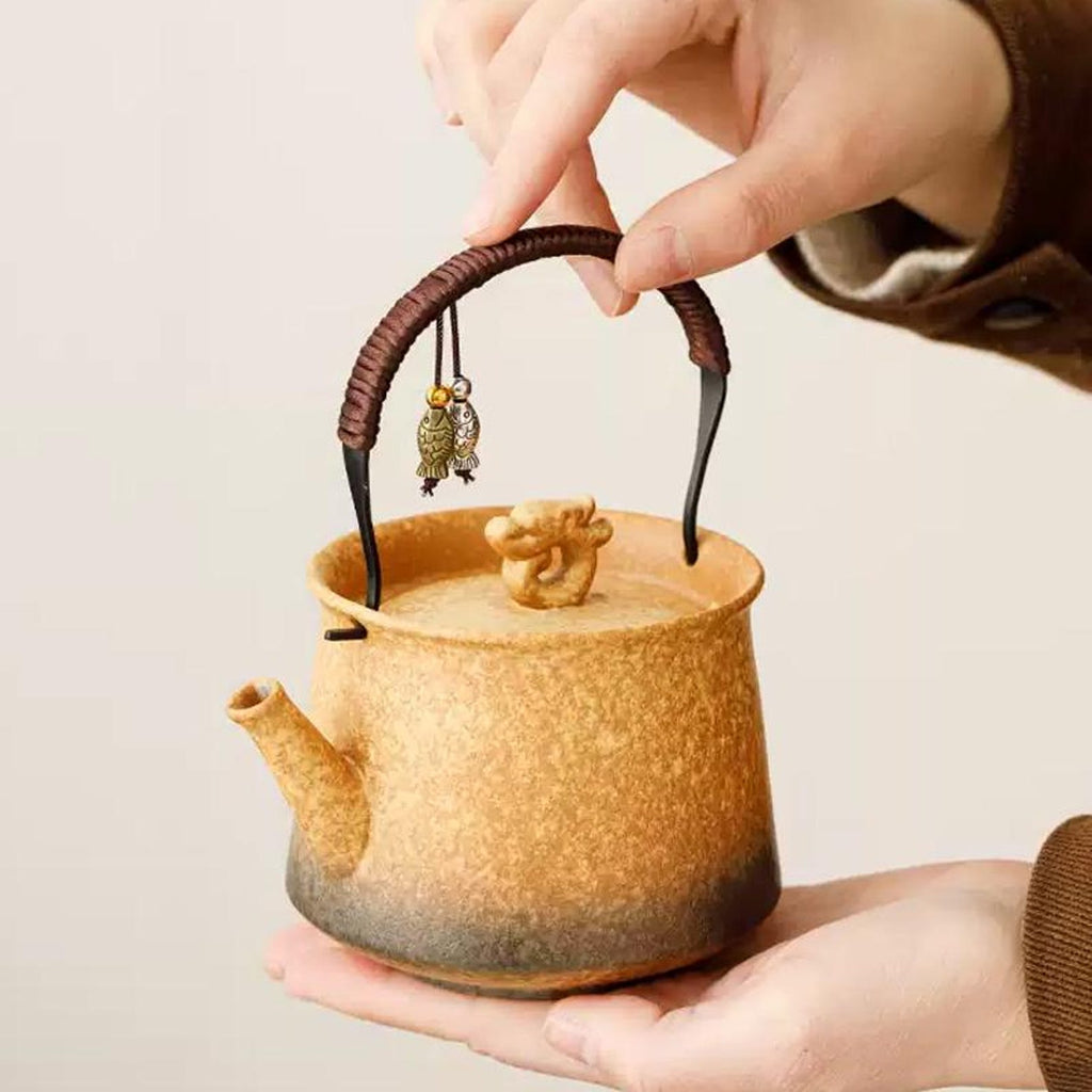 Artisan Matte Obsidian Teapot Set — Handcrafted Stoneware Collection