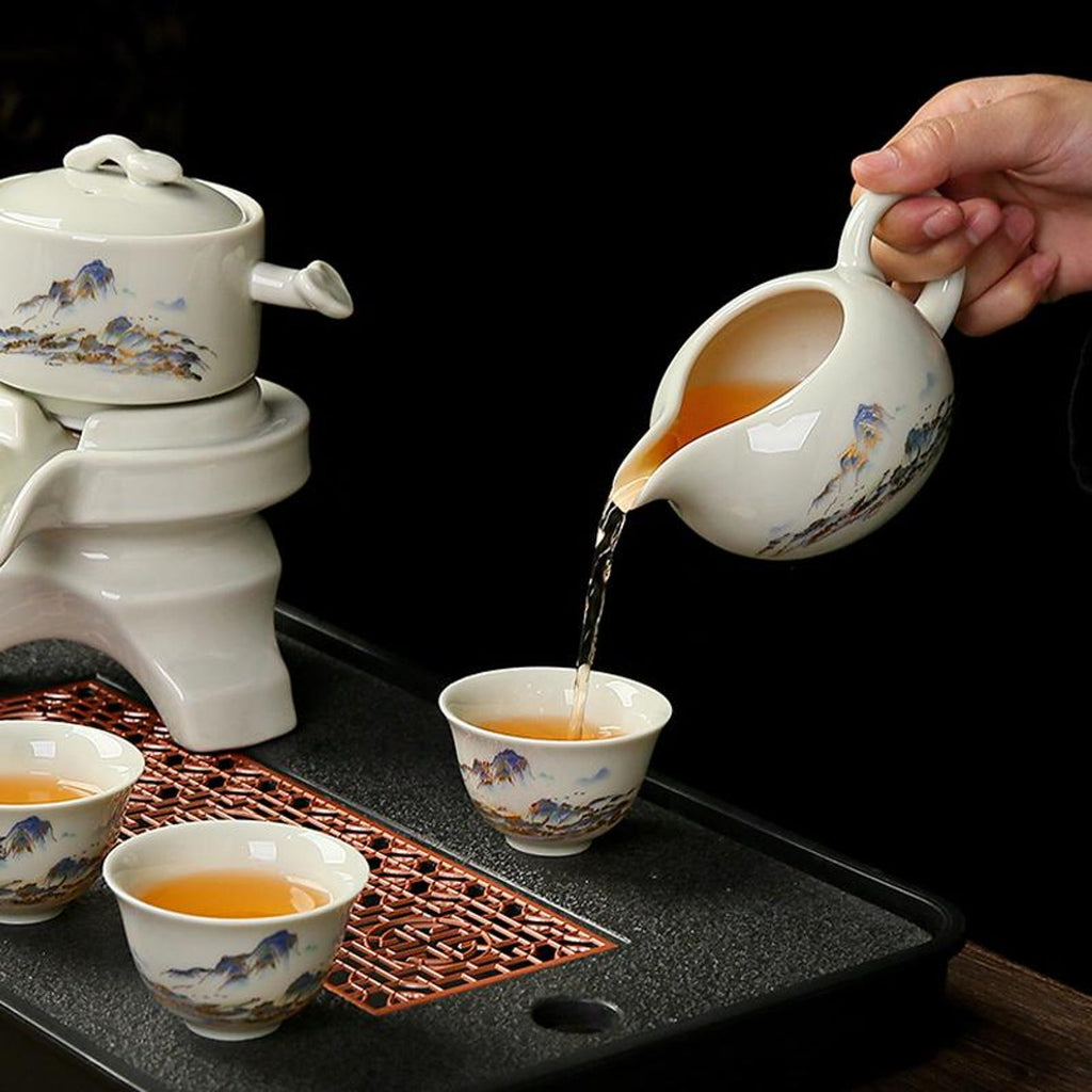 Artisan Gongfu Ceramic Tea Set Collection — Handcrafted Ge Kiln, Ink Bamboo & Stone Mill Editions