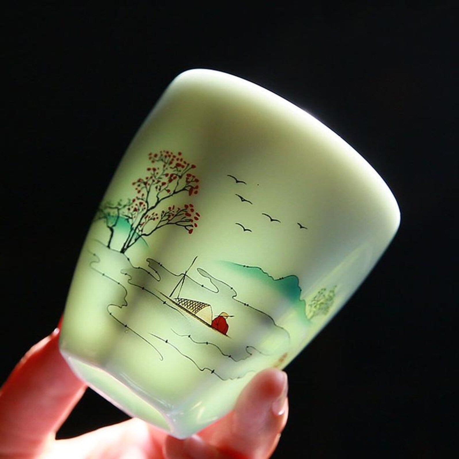 Artisan Riverside Landscape Gongfu Tea Set — Hand-Painted Ceramic Collection