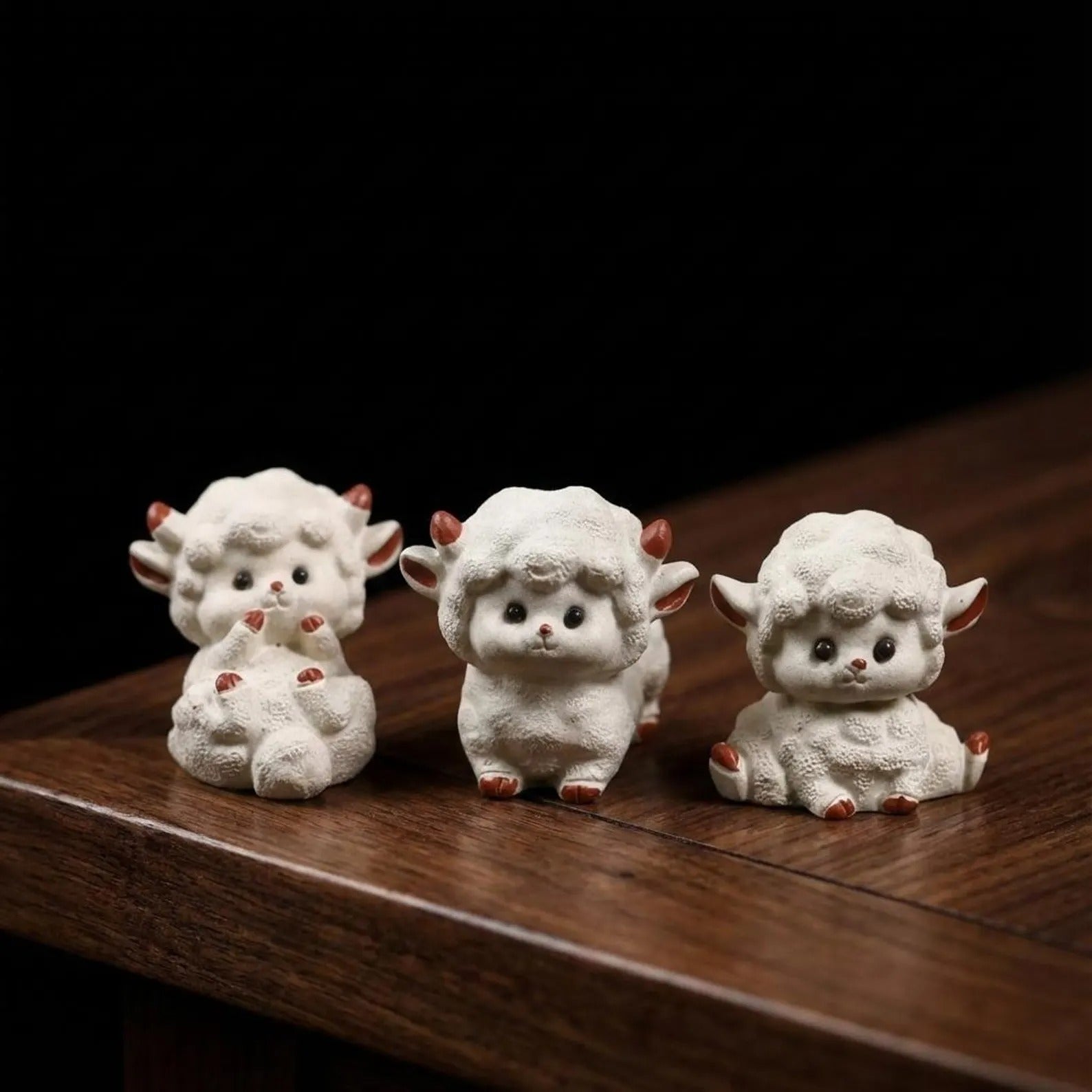 Artisan Ceramic "Fluffy Lambs" Tea Pet Set