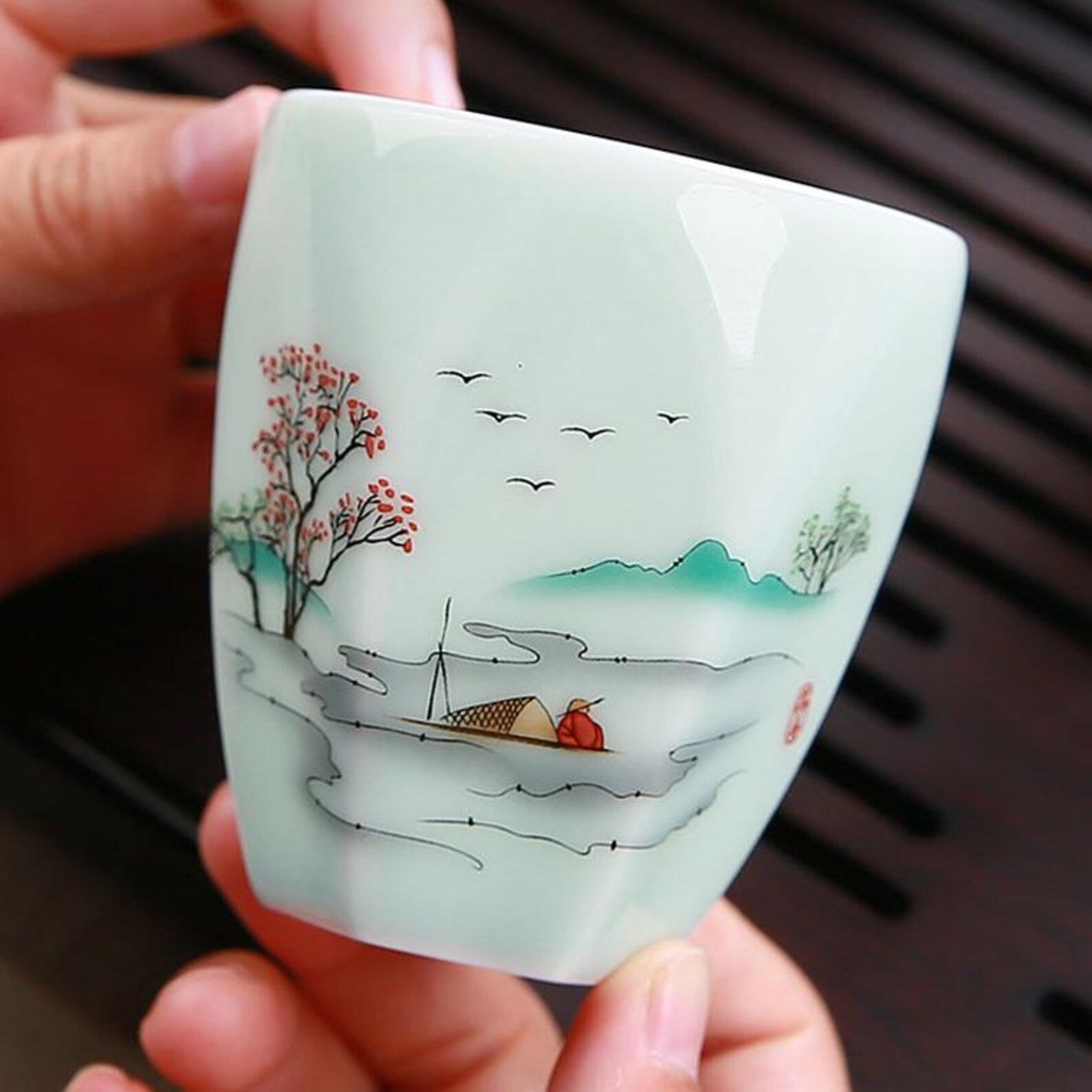 Artisan Riverside Landscape Gongfu Tea Set — Hand-Painted Ceramic Collection