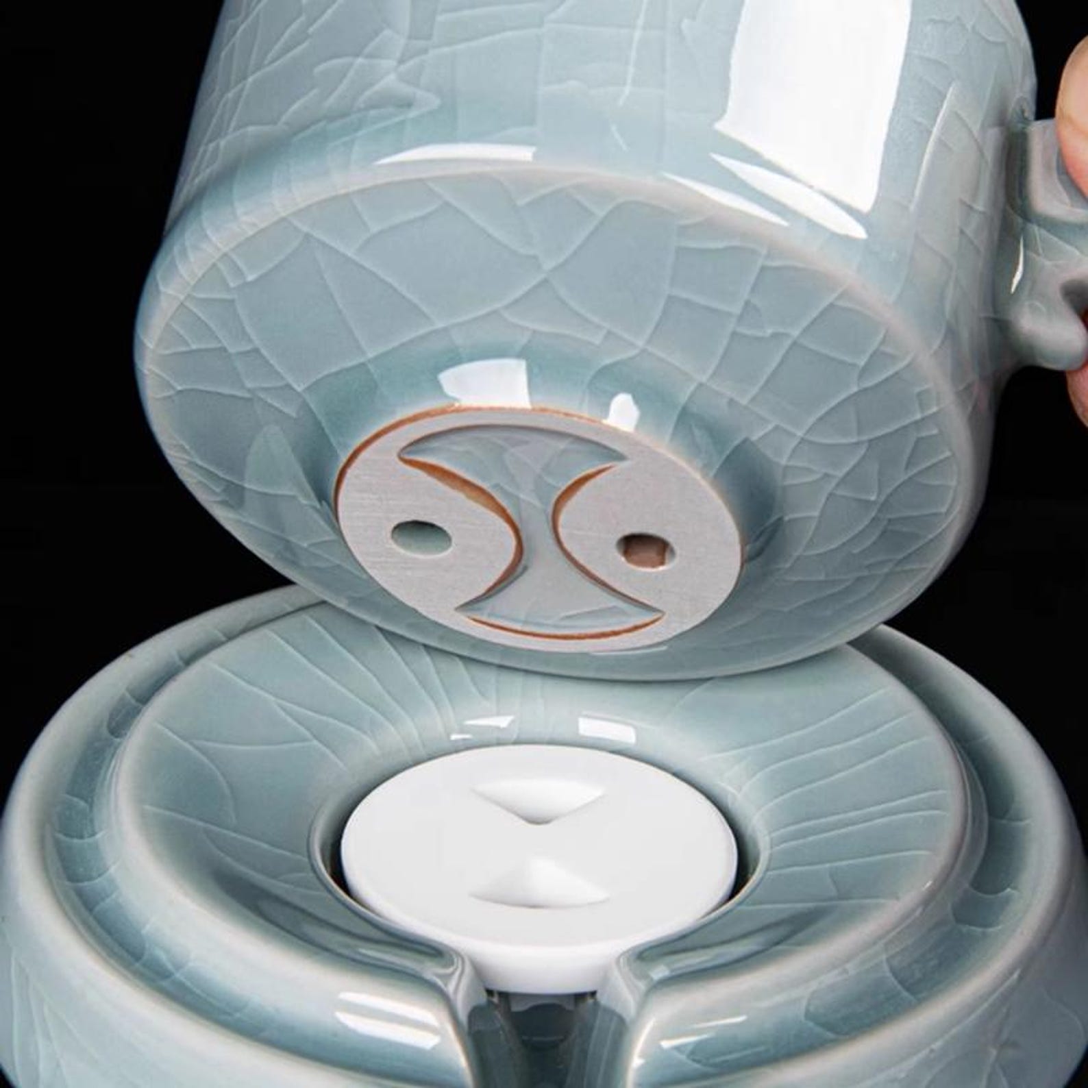 Celestial Ice-Crackle Automatic Stone Mill Tea Set — 9/10 Piece Master Collection