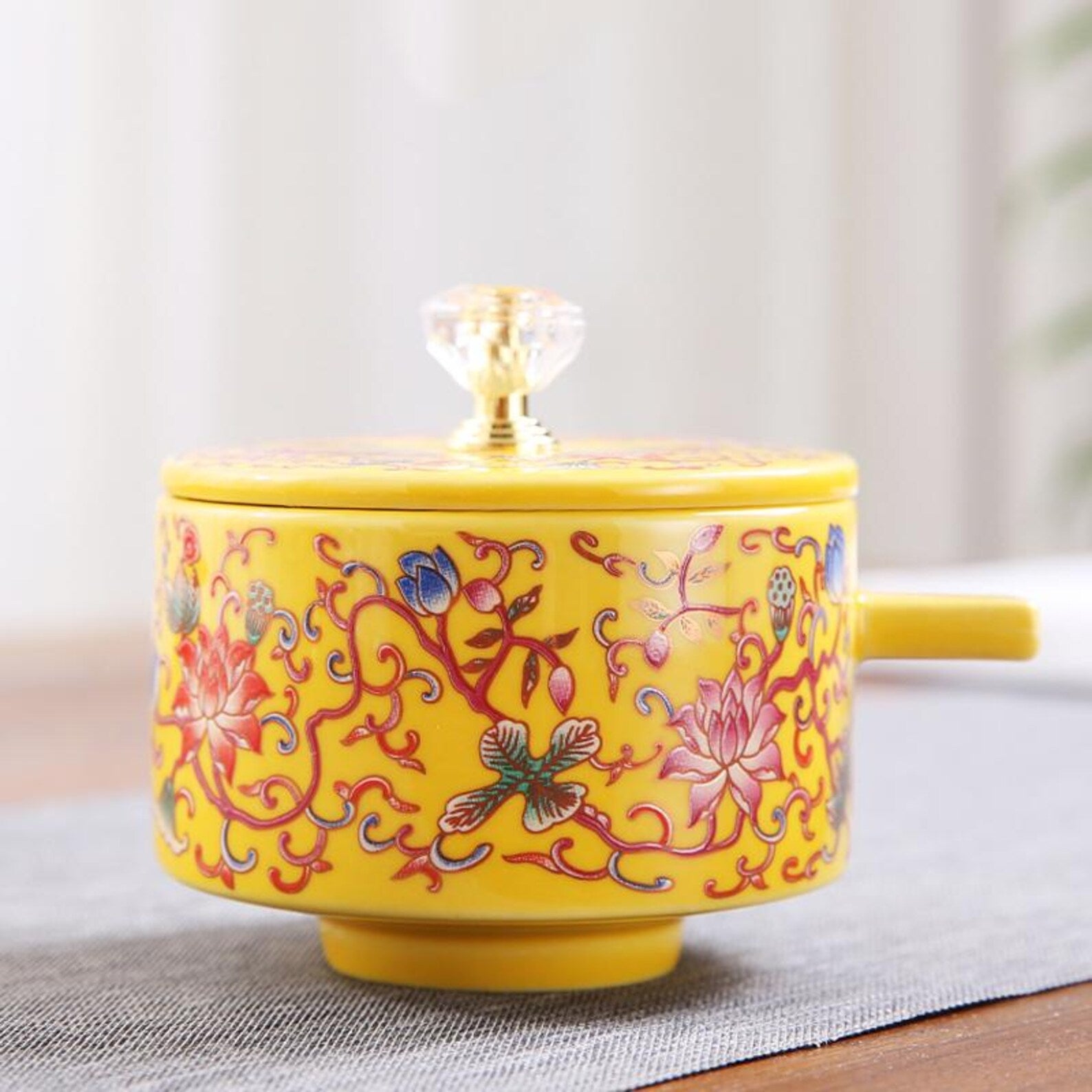 Imperial Rotating Stone Mill Automatic Tea Set — Handcrafted Floral Porcelain Edition