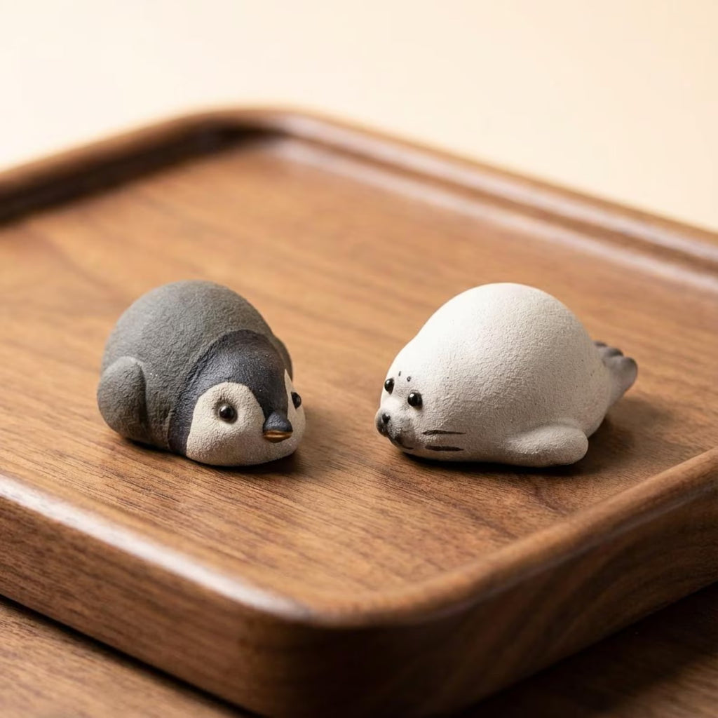 Handcrafted Ceramic "Arctic Buddies" Tea Pet Set