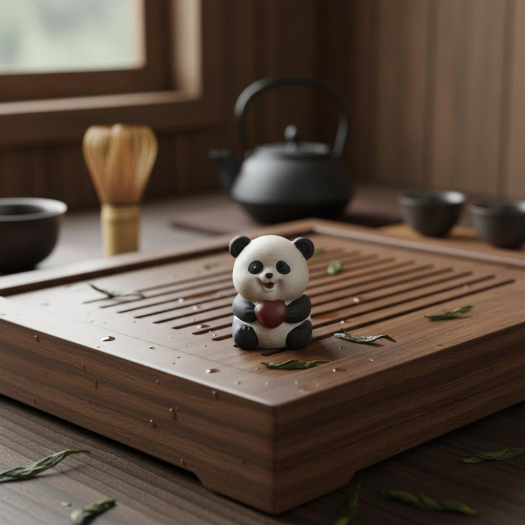 Artisan Ceramic "Panda Playtime" Tea Pet Set