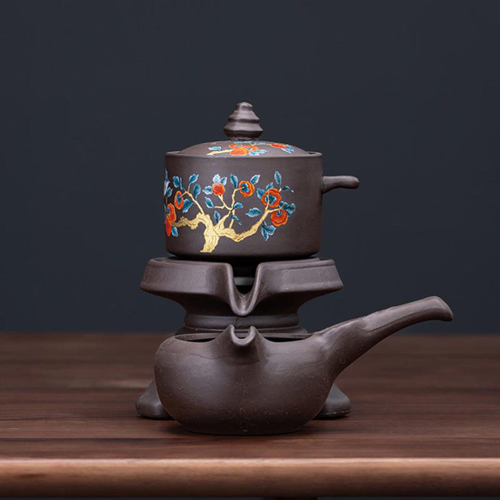 Zen Automatic Magnetic Stone Mill Tea Set — Handcrafted Purple Clay Master Collection
