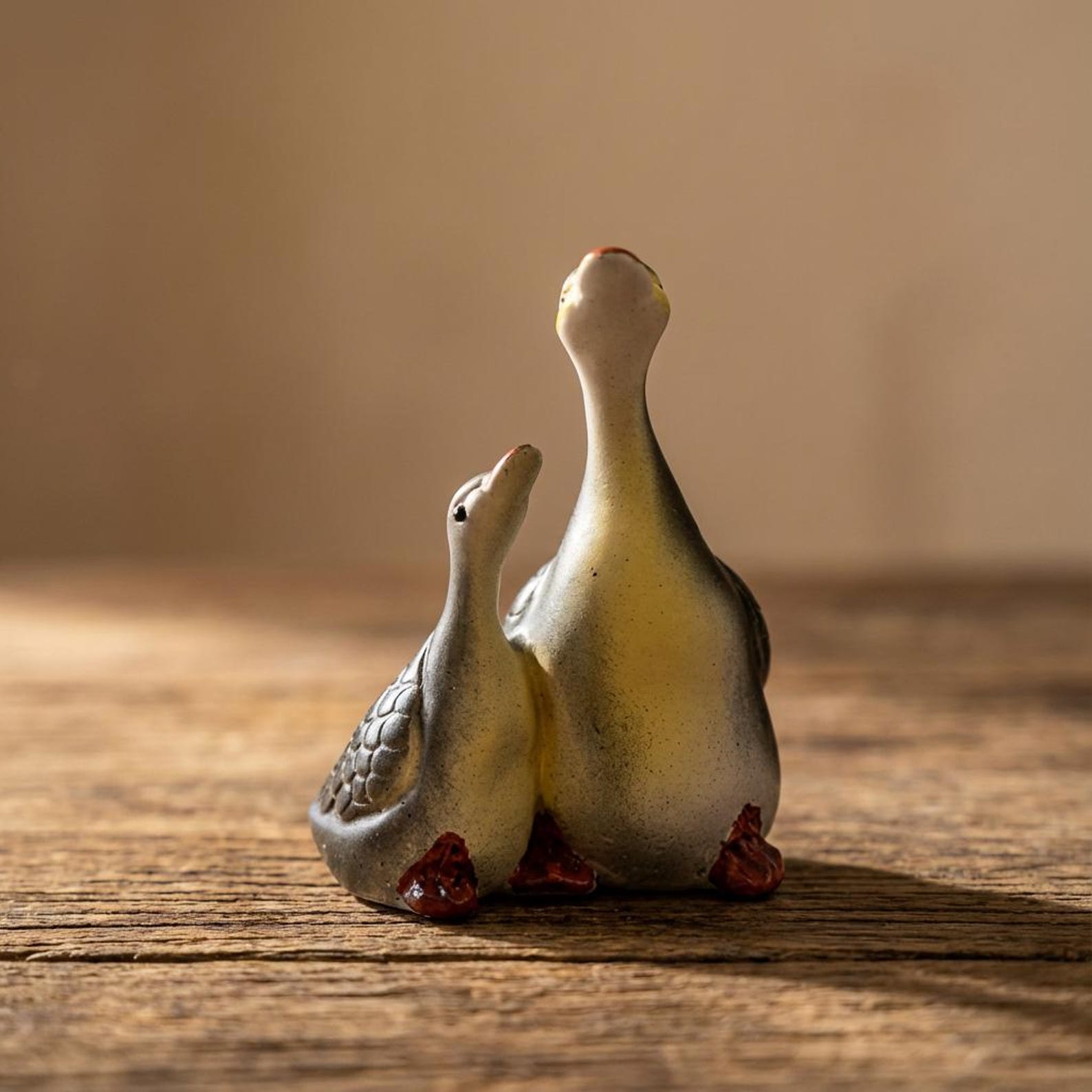 Handcrafted Ceramic "Eternal Bond" Swan Pair Tea Pet