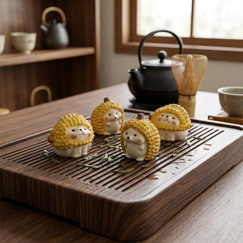 Artisan Ceramic "Durian Friends" Tea Pet Set