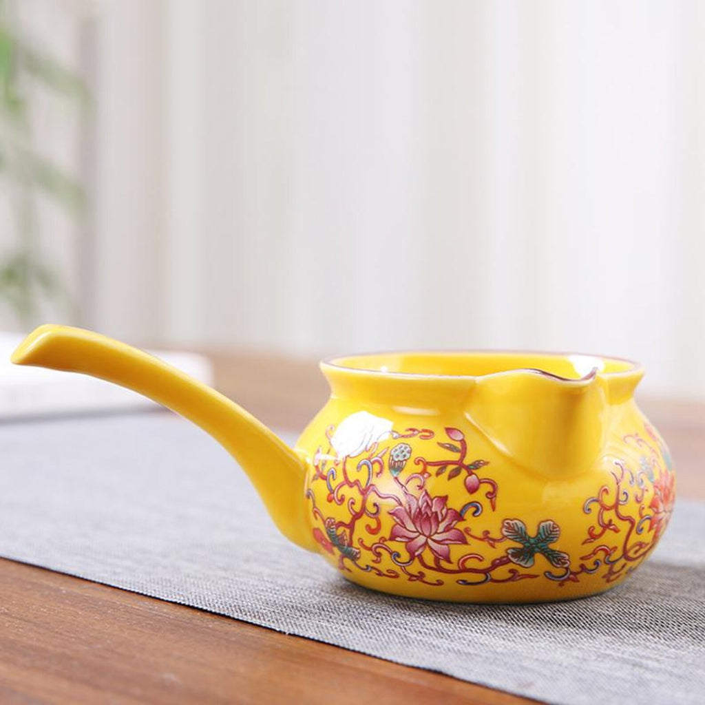Imperial Rotating Stone Mill Automatic Tea Set — Handcrafted Floral Porcelain Edition