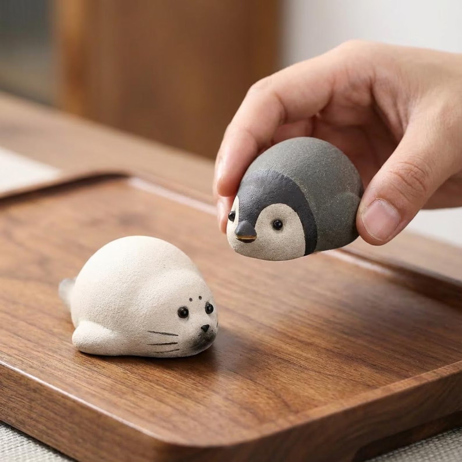 Handcrafted Ceramic "Arctic Buddies" Tea Pet Set
