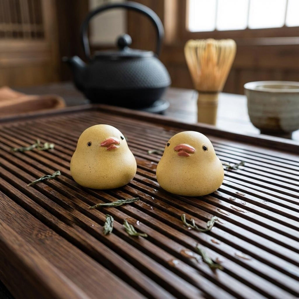 Miniature Artisan Clay "Golden Chick" Tea Pet