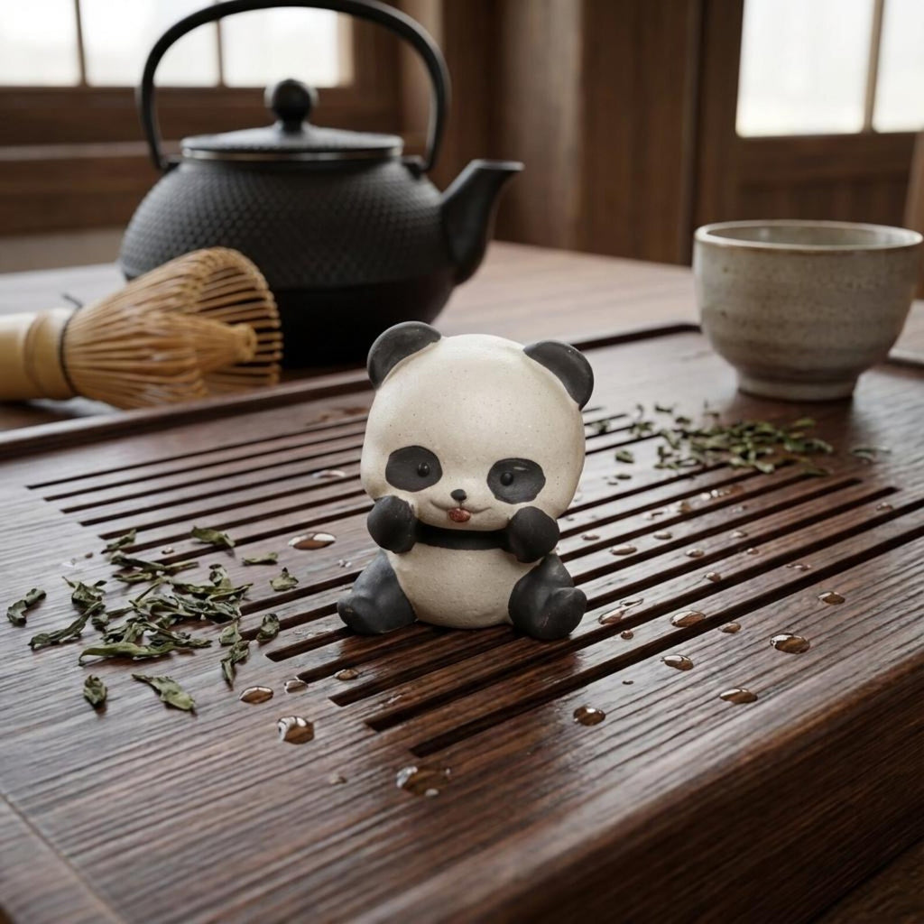 Artisan Ceramic "Panda Playtime" Tea Pet Set