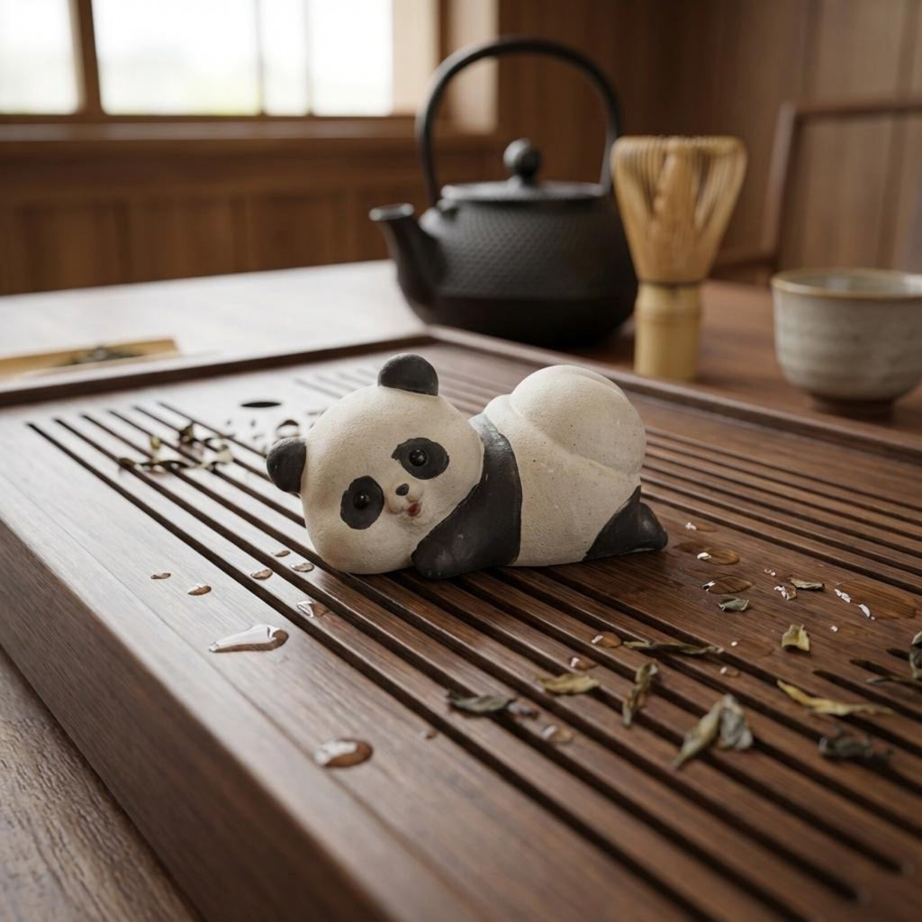 Artisan Ceramic "Panda Playtime" Tea Pet Set