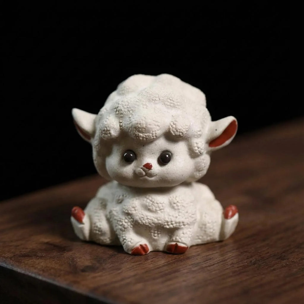 Artisan Ceramic "Fluffy Lambs" Tea Pet Set