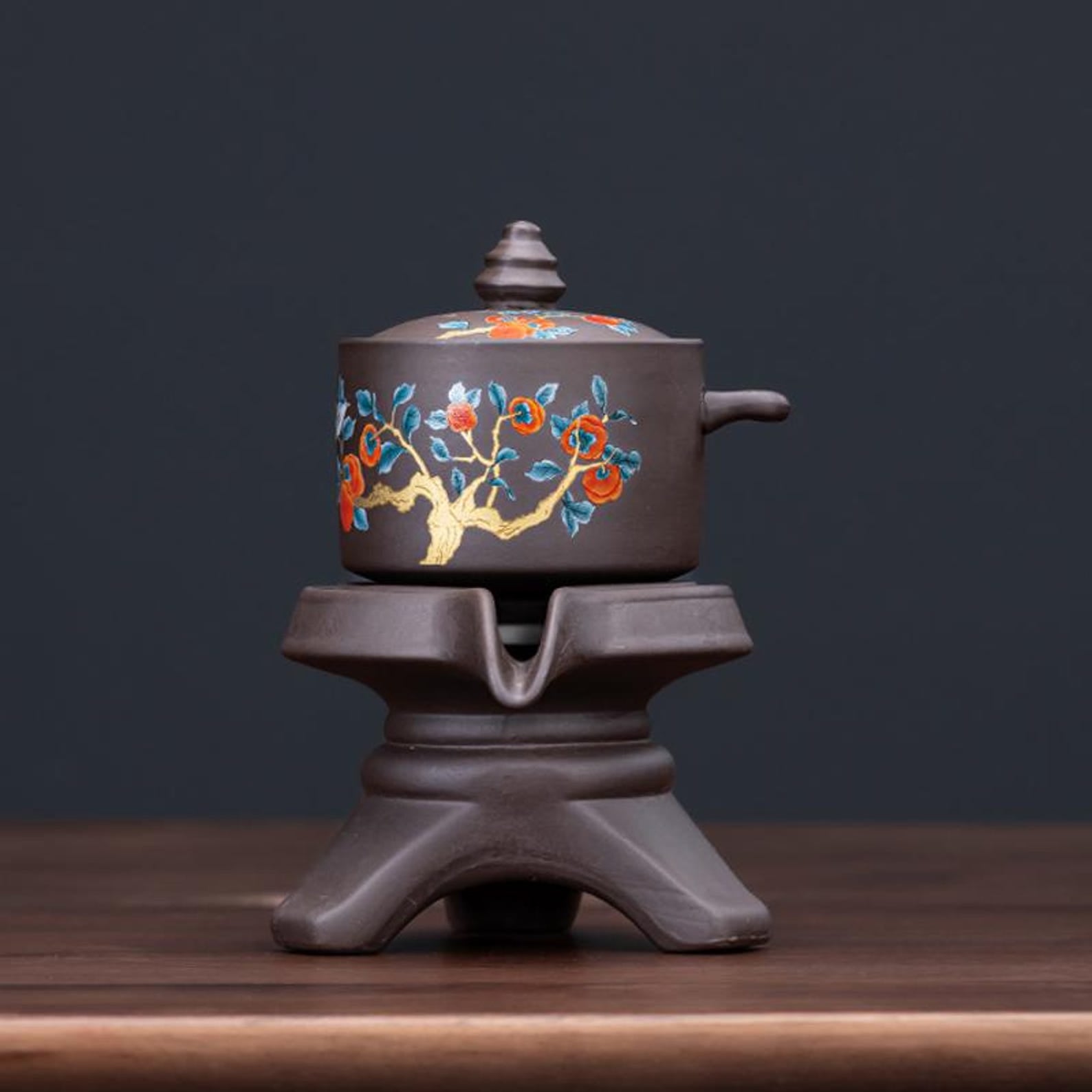 Zen Automatic Magnetic Stone Mill Tea Set — Handcrafted Purple Clay Master Collection