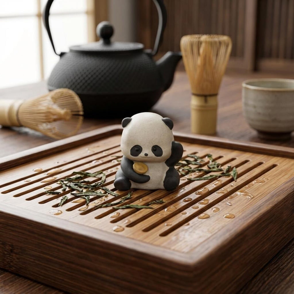 Artisan Ceramic "Panda Playtime" Tea Pet Set