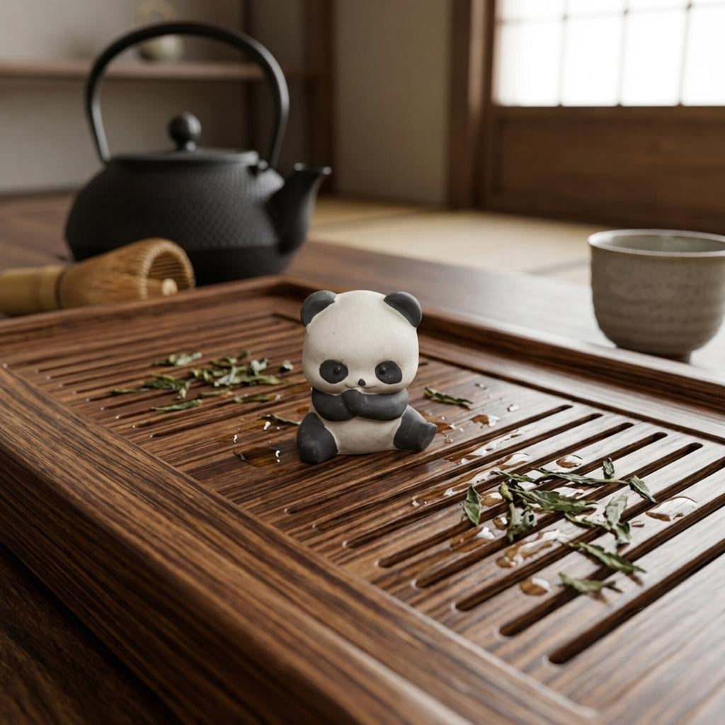 Artisan Ceramic "Panda Playtime" Tea Pet Set