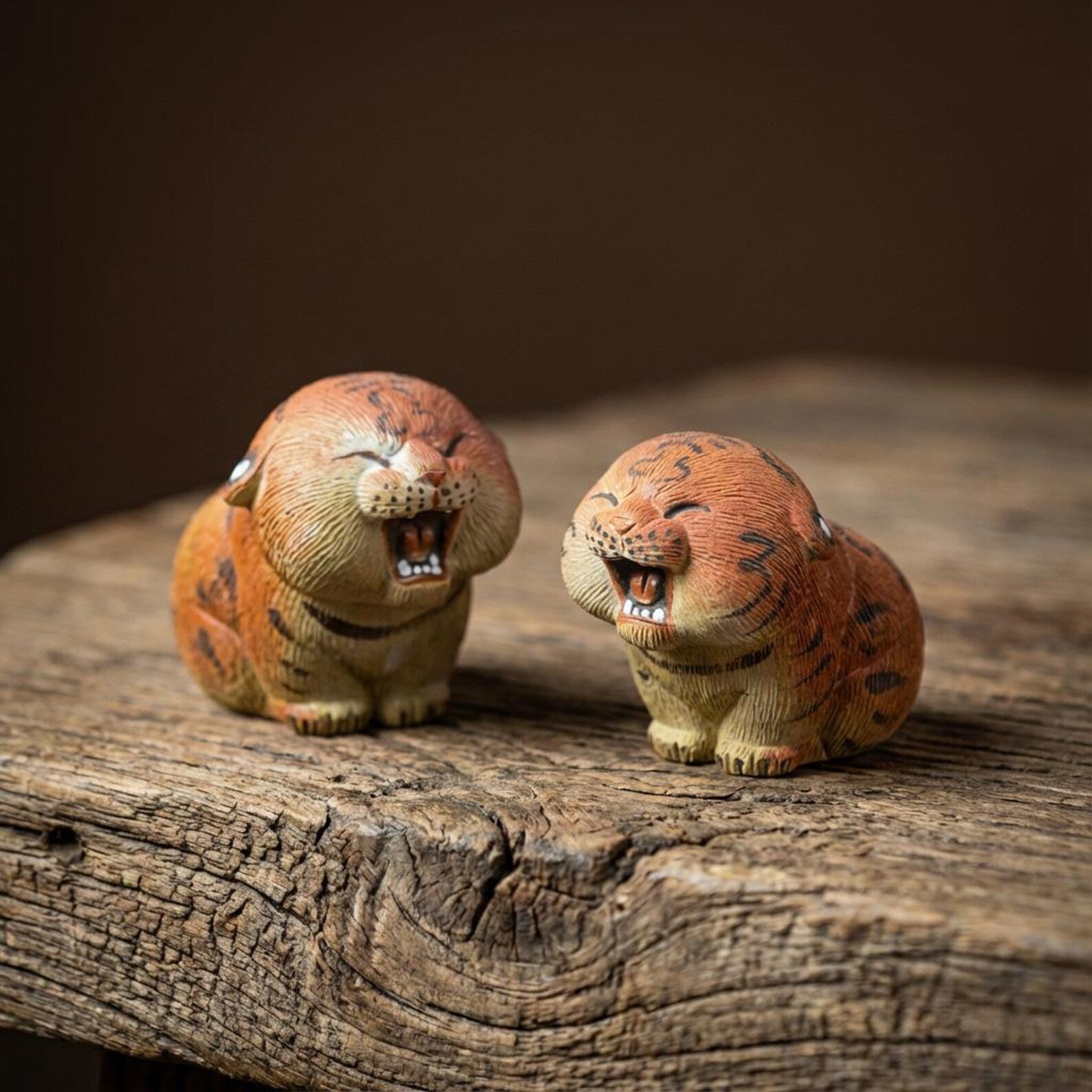 Handcrafted Zisha Clay "Roaring Tiger" Tea Pet Ornament