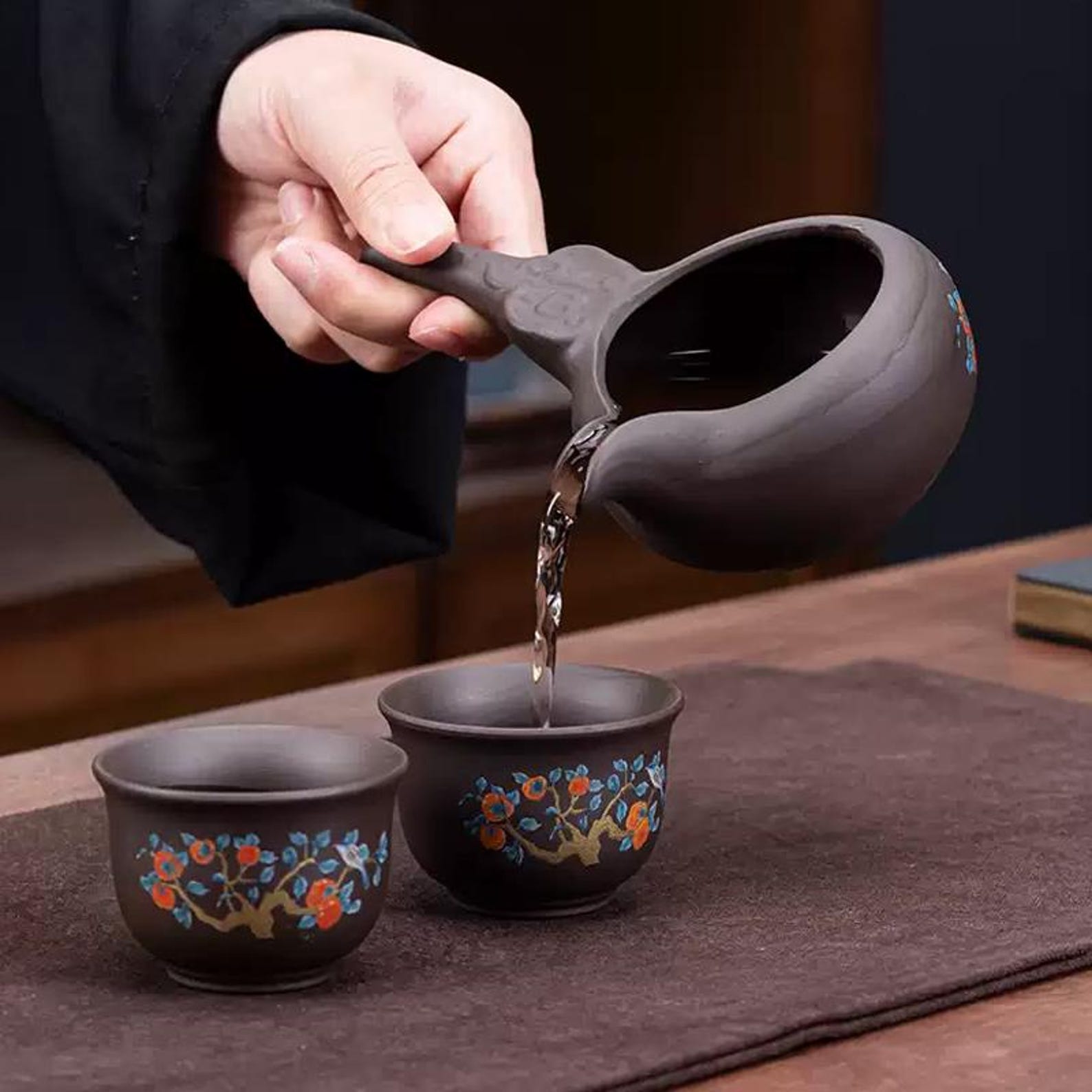 Zen Automatic Magnetic Stone Mill Tea Set — Handcrafted Purple Clay Master Collection
