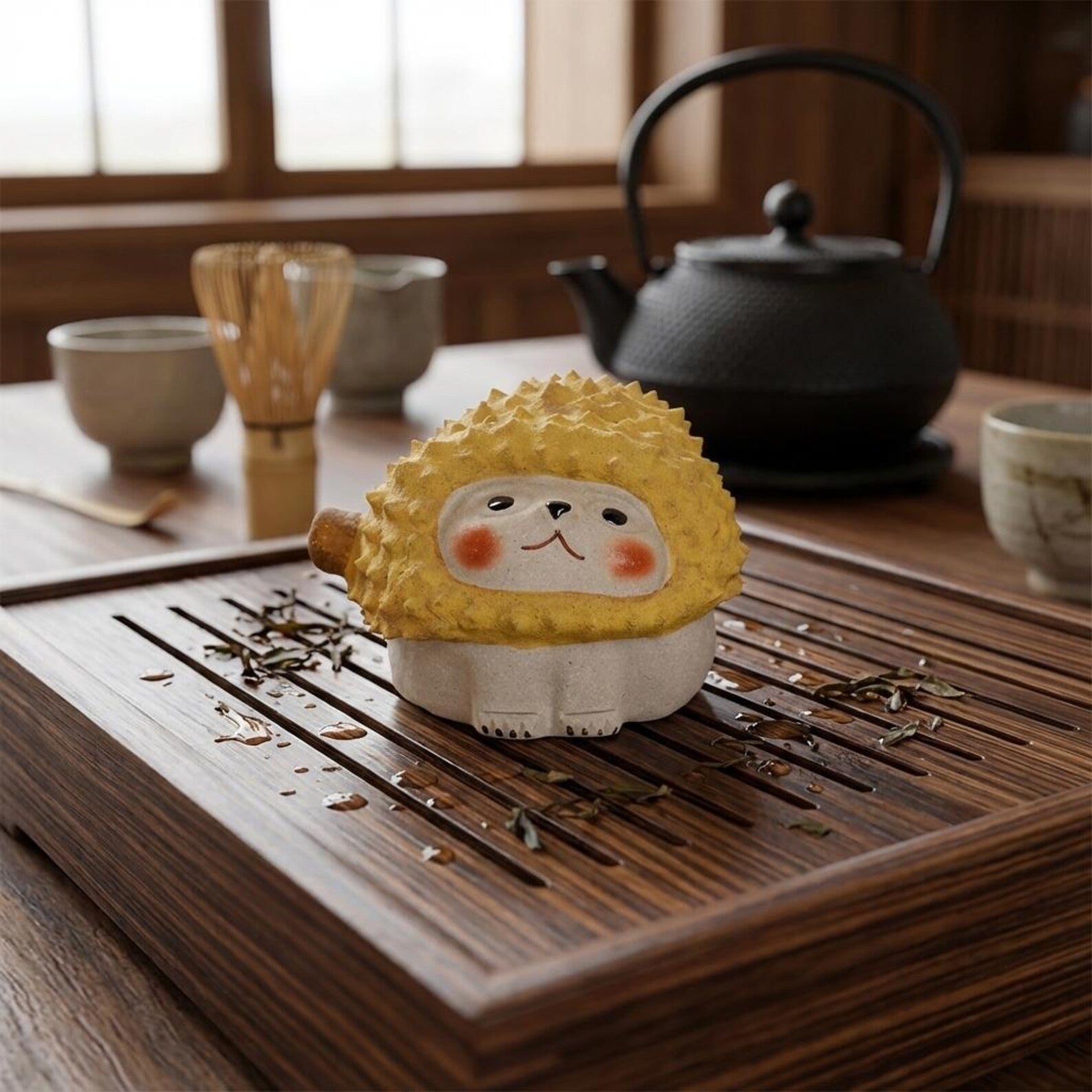 Artisan Ceramic "Durian Friends" Tea Pet Set
