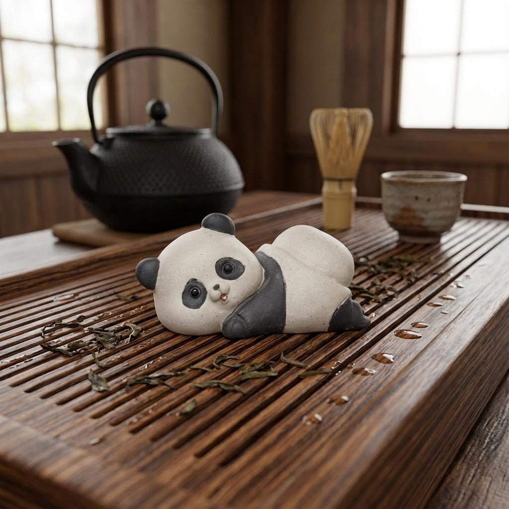 Artisan Ceramic "Panda Playtime" Tea Pet Set