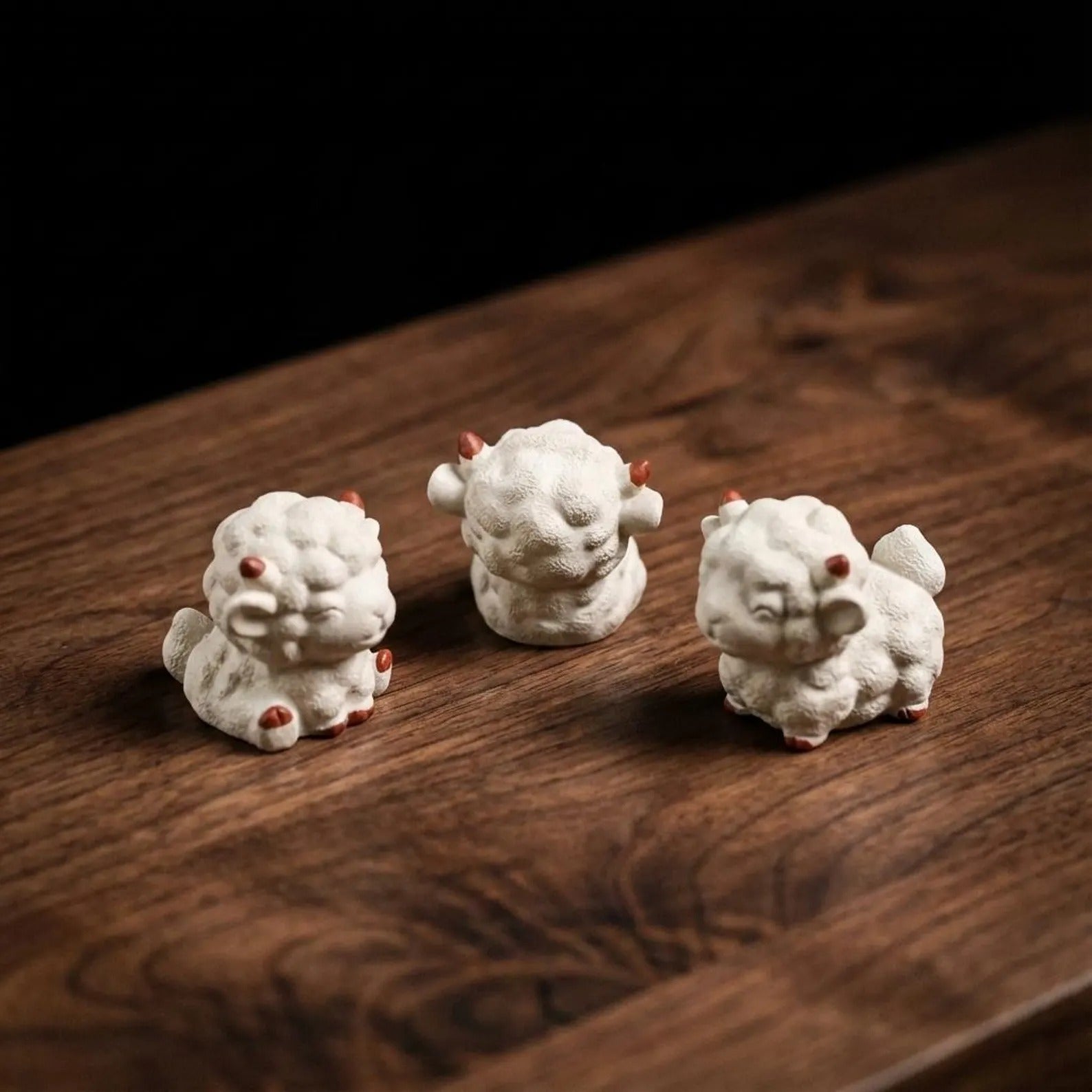 Artisan Ceramic "Fluffy Lambs" Tea Pet Set