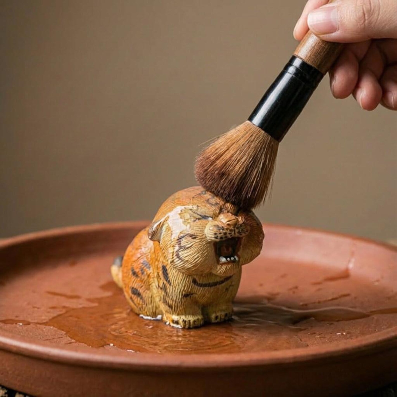 Handcrafted Zisha Clay "Roaring Tiger" Tea Pet Ornament