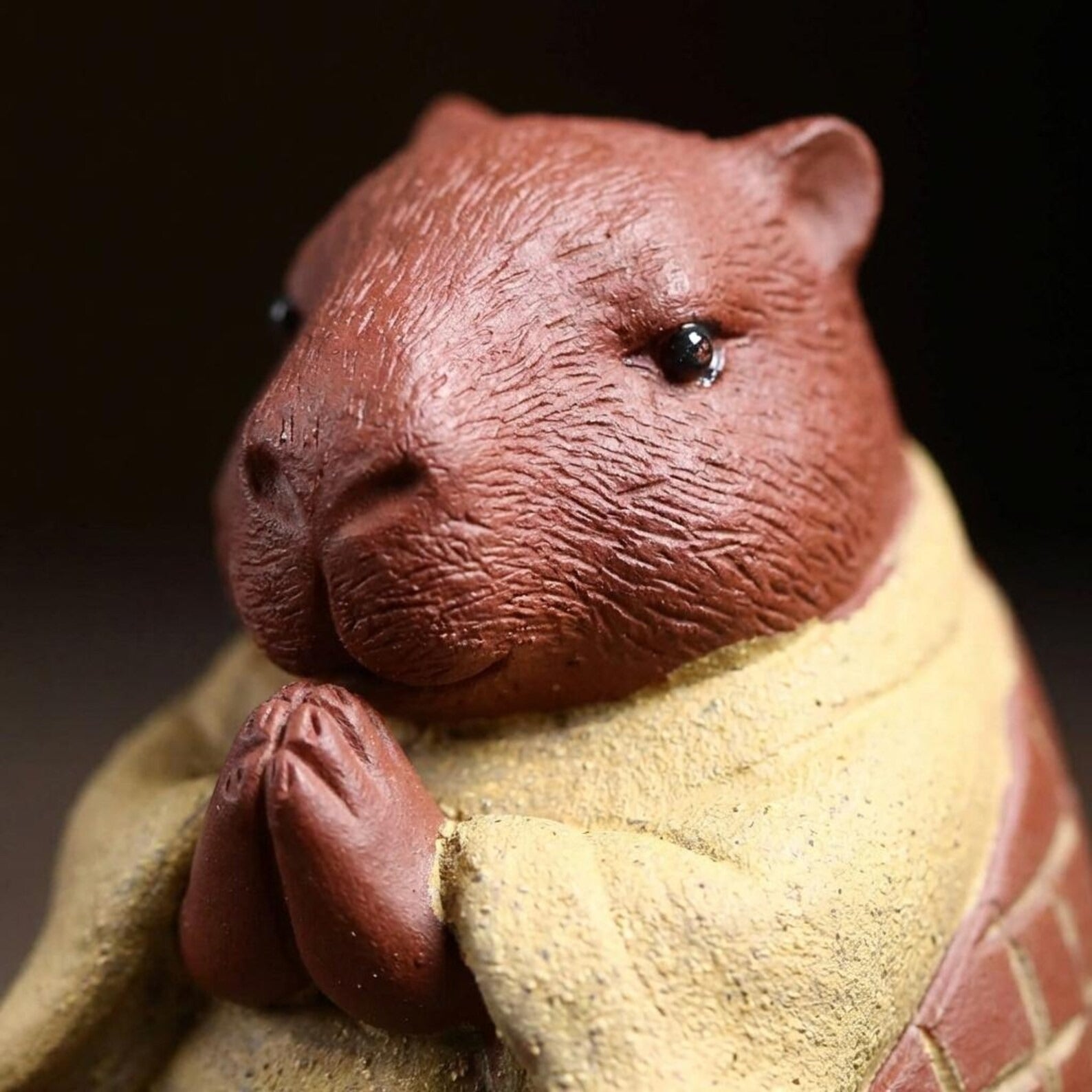 Artisan Ceramic "Meditating Capybara" Tea Pet Set