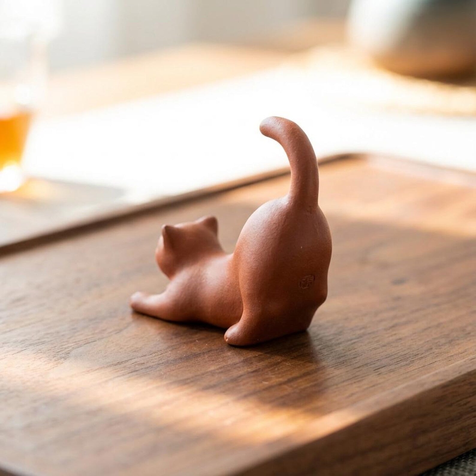 Handcrafted Ceramic "Yoga Cats" Tea Pet Pair