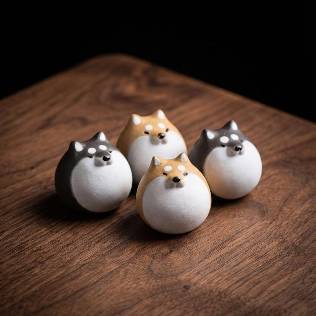 Artisan Zisha Clay "Loyal Shiba Inu" Tea Pet Set