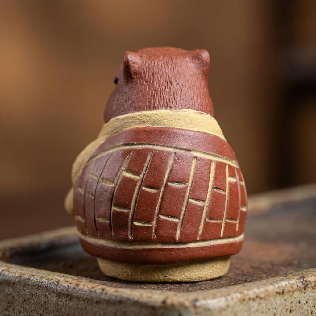Artisan Ceramic "Meditating Capybara" Tea Pet Set