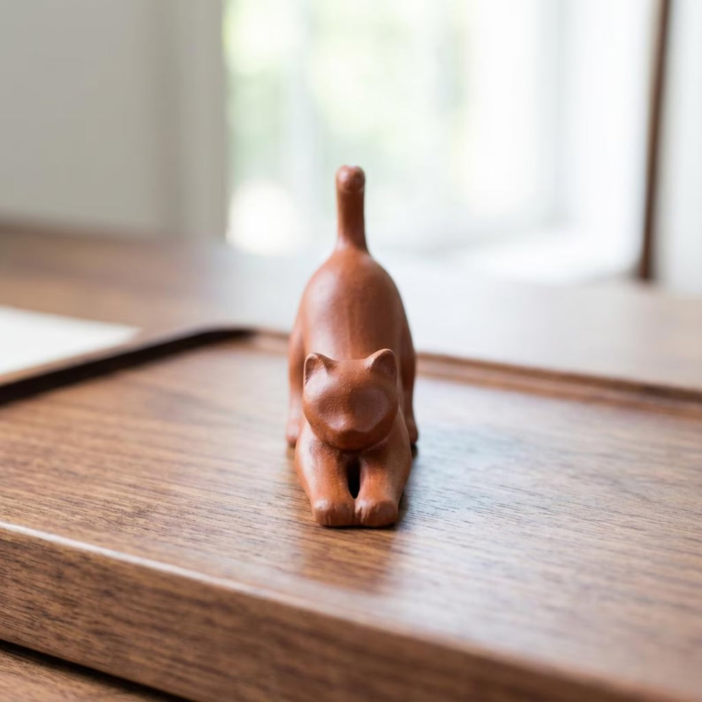 Handcrafted Ceramic "Yoga Cats" Tea Pet Pair