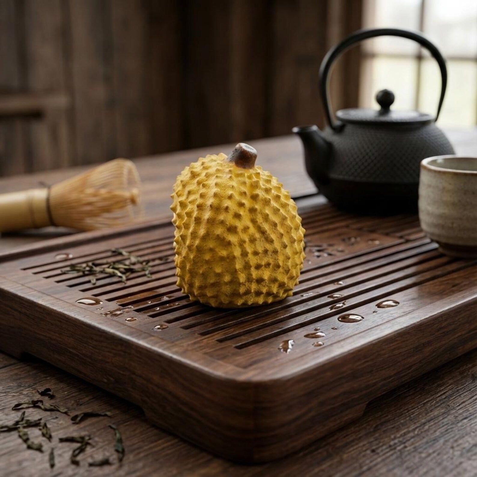 Artisan Ceramic "Durian Friends" Tea Pet Set