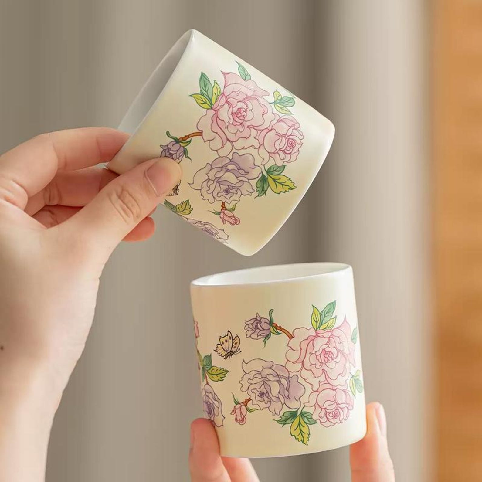 Handcrafted English Garden Floral Tea Set — 7/8 Piece Artisanal Porcelain Collection